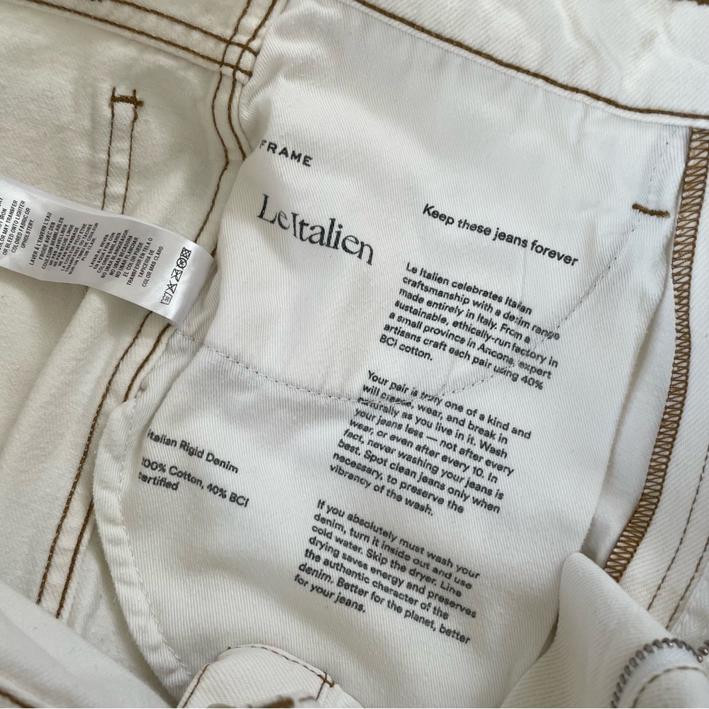 Frame Le Italien straight leg jeans 100% cotton ivory cream size 27 - Picture 10 of 12